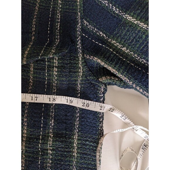 Aritzia BABATON Joan Oversized Shirt Jacket Navy Green Tweed Plaid Shacket Sz 1 - Picture 13 of 13